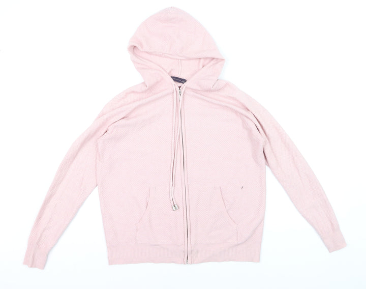 Marks and Spencer Women Pink Small Full Zip Hooded Sweatshirt