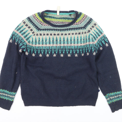 Weird Fish Womens Blue Fair Isle Knit Jumper Size 12