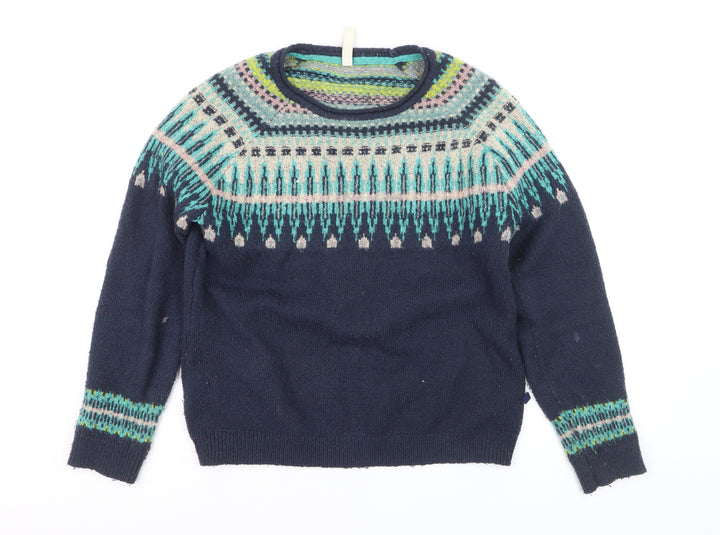 Weird Fish Womens Blue Fair Isle Knit Jumper Size 12