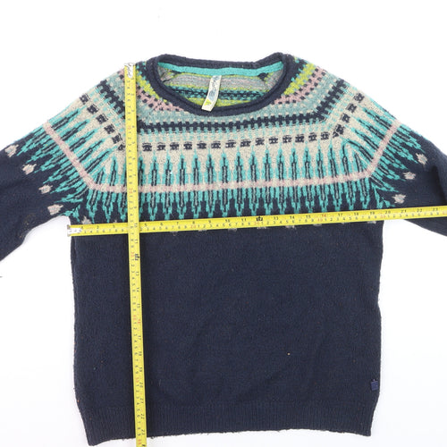 Weird Fish Womens Blue Fair Isle Knit Jumper Size 12