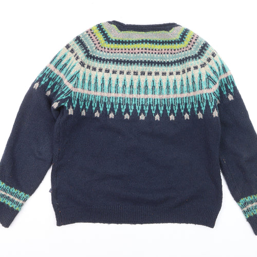 Weird Fish Womens Blue Fair Isle Knit Jumper Size 12
