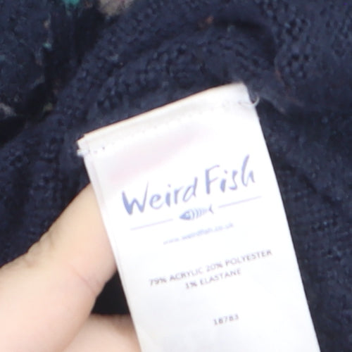 Weird Fish Womens Blue Fair Isle Knit Jumper Size 12