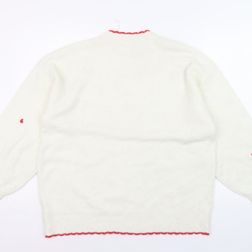 George Women’s Ivory Strawberry Embroidered Pullover Jumper L