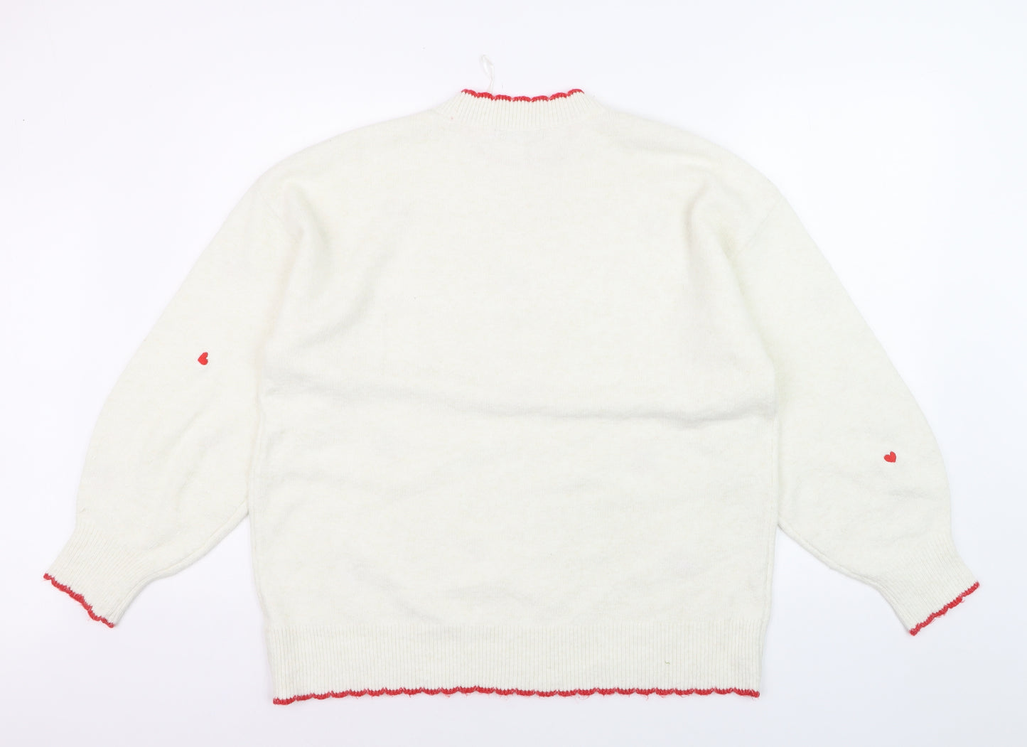 George Women’s Ivory Strawberry Embroidered Pullover Jumper L