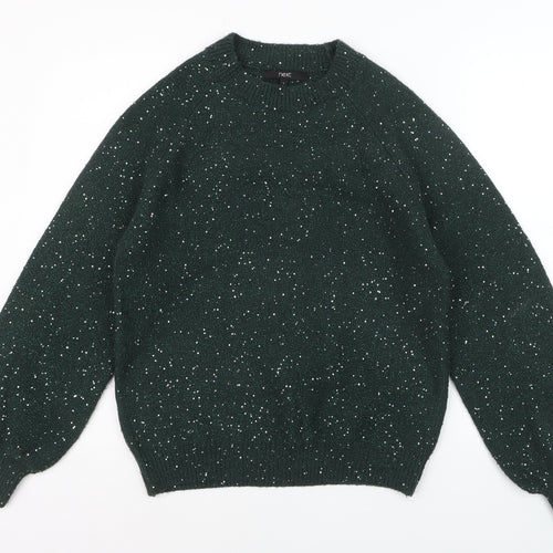 Next Women's Green Sequin Knit Pullover Jumper Size S