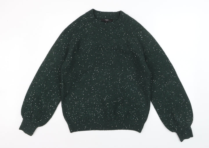Next Women's Green Sequin Knit Pullover Jumper Size S
