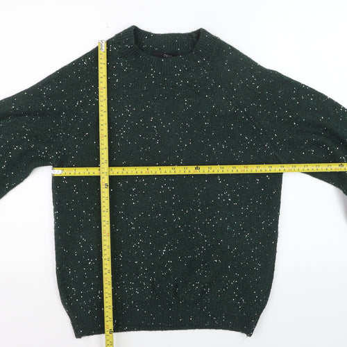 Next Women's Green Sequin Knit Pullover Jumper Size S