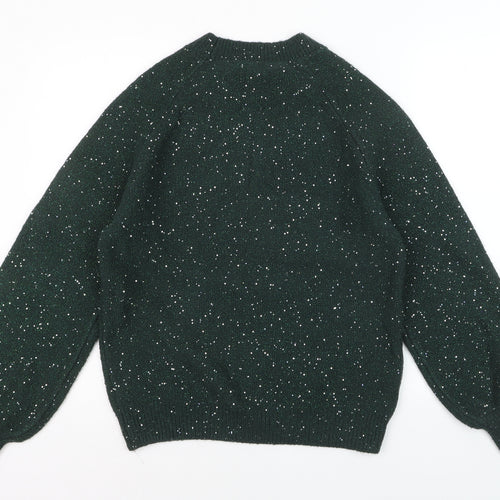 Next Women's Green Sequin Knit Pullover Jumper Size S
