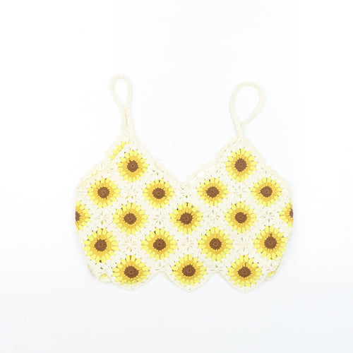 High Spirits Women's Yellow Crochet Sunflower Camisole Top Size 8