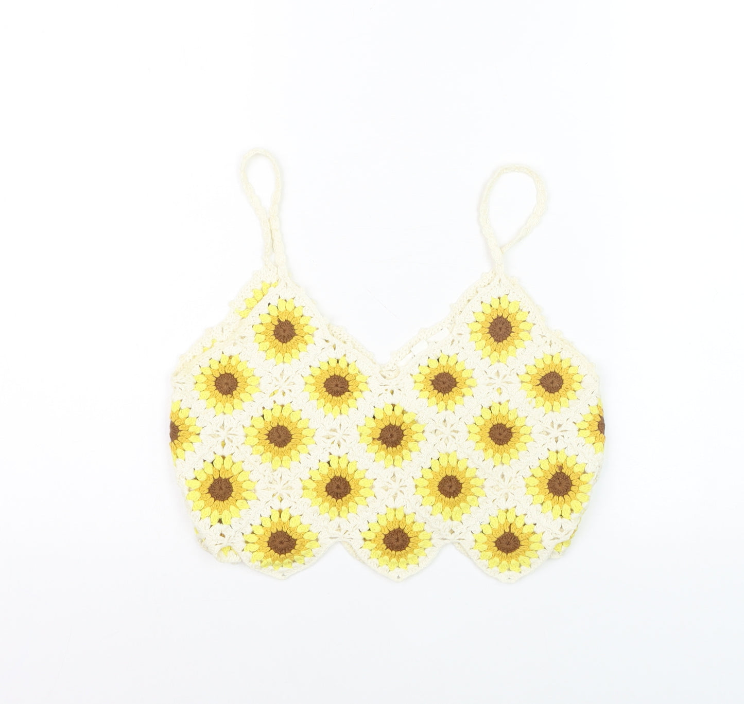 High Spirits Women's Yellow Crochet Sunflower Camisole Top Size 8