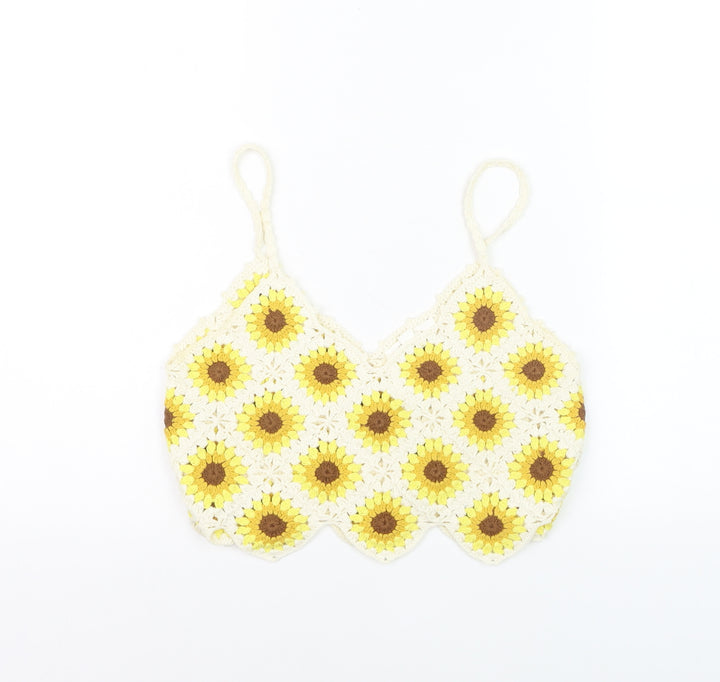 High Spirits Women's Yellow Crochet Sunflower Camisole Top Size 8