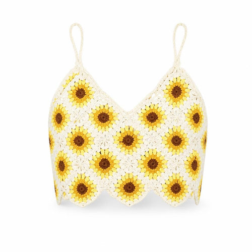 High Spirits Women's Yellow Crochet Sunflower Camisole Top Size 8