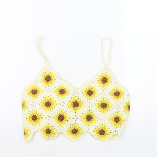 High Spirits Women's Yellow Crochet Sunflower Camisole Top Size 8