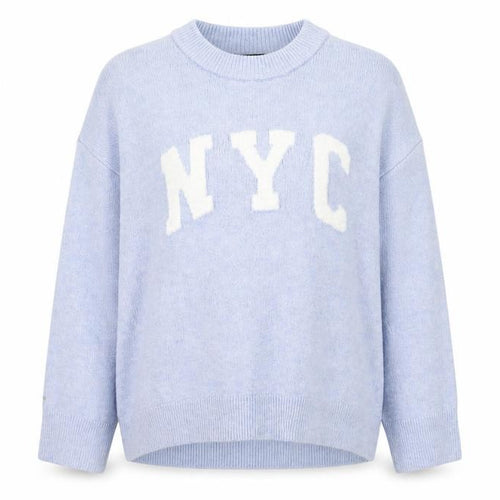 New Look Women's Blue NYC Crew Neck Knit Pullover Jumper Size M