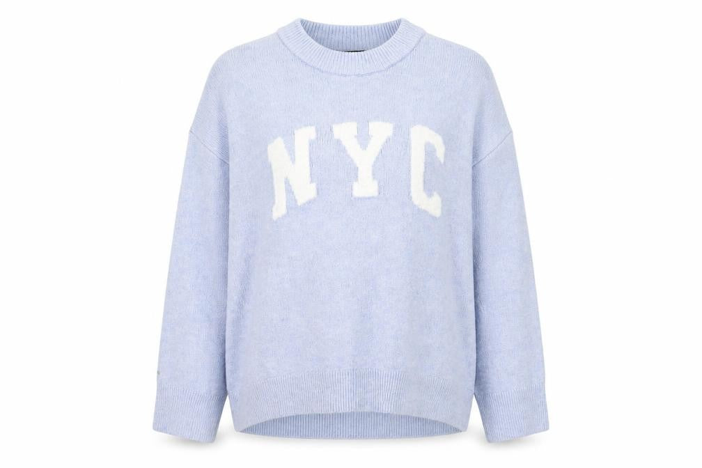 New Look Women's Blue NYC Crew Neck Knit Pullover Jumper Size M