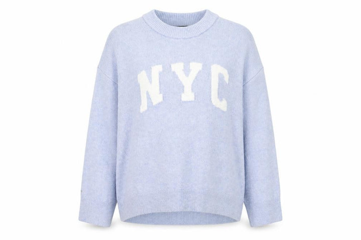 New Look Women's Blue NYC Crew Neck Knit Pullover Jumper Size M