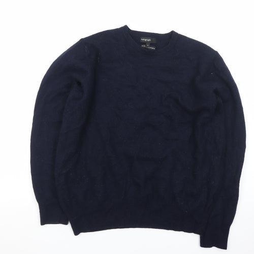 Marks and Spencer Women's Blue Wool Crew Neck Jumper M