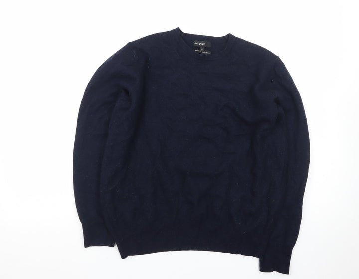 Marks and Spencer Women's Blue Wool Crew Neck Jumper M