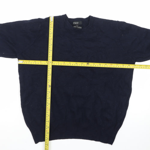 Marks and Spencer Women's Blue Wool Crew Neck Jumper M