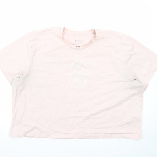 Adidas Women's Pink 2XL Basic Crew Neck Logo T-Shirt
