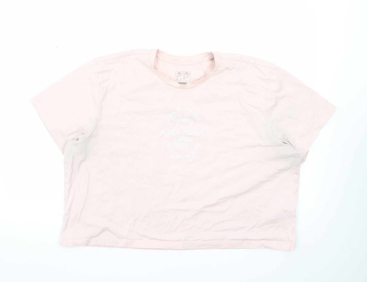 Adidas Women's Pink 2XL Basic Crew Neck Logo T-Shirt