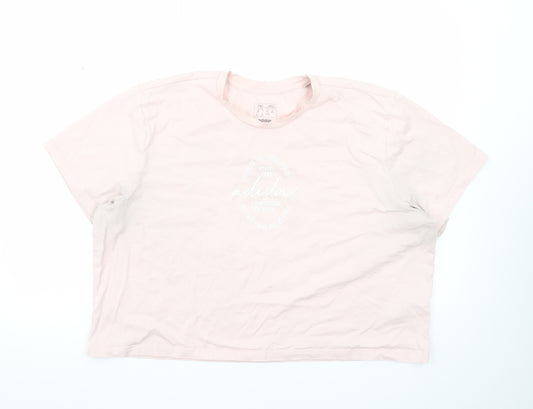 Adidas Women's Pink 2XL Basic Crew Neck Logo T-Shirt