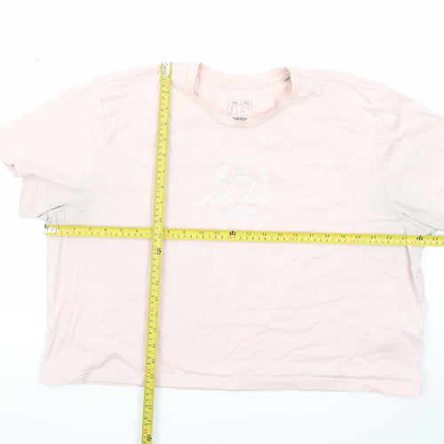 Adidas Women's Pink 2XL Basic Crew Neck Logo T-Shirt