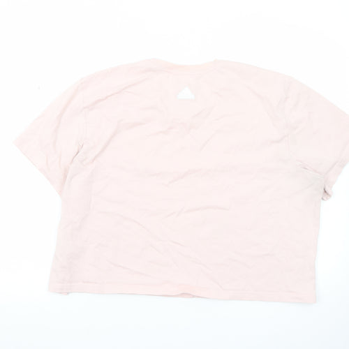 Adidas Women's Pink 2XL Basic Crew Neck Logo T-Shirt