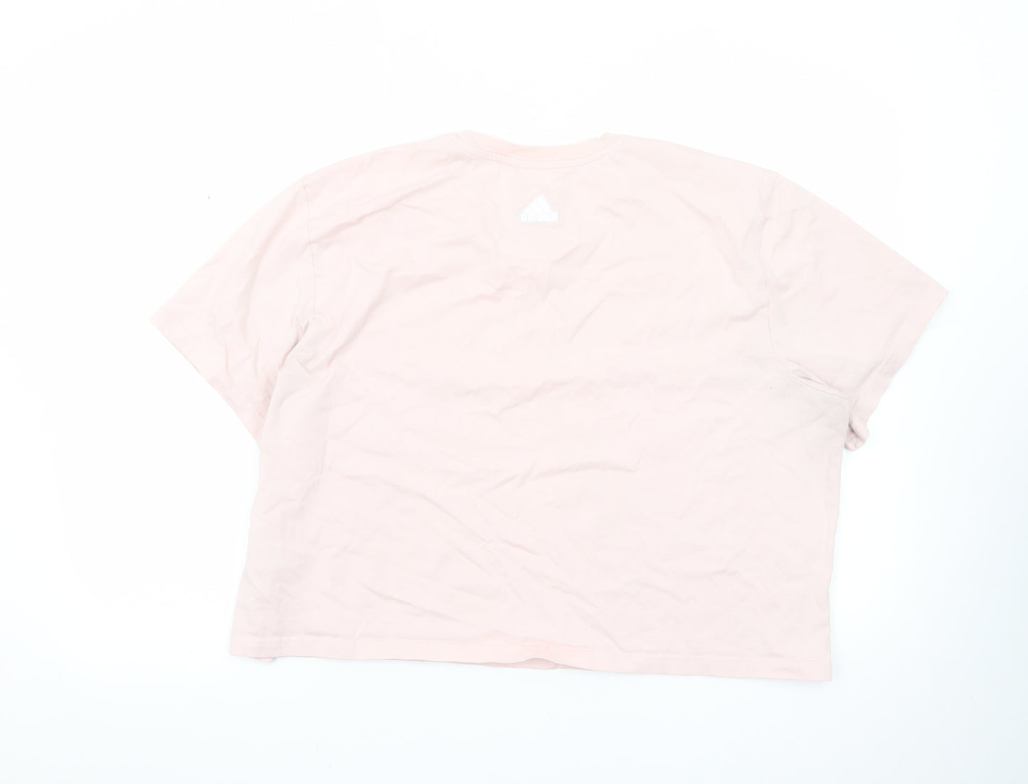 Adidas Women's Pink 2XL Basic Crew Neck Logo T-Shirt