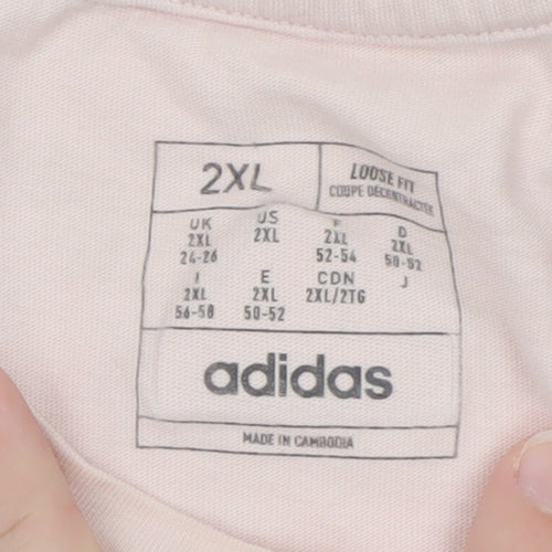 Adidas Women's Pink 2XL Basic Crew Neck Logo T-Shirt