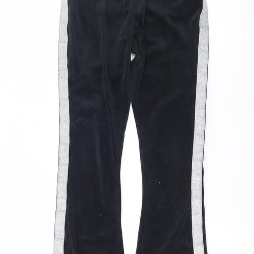 Juicy Couture Girls Black Velour Jogger Trousers Age 9/10 with Sparkle Trim