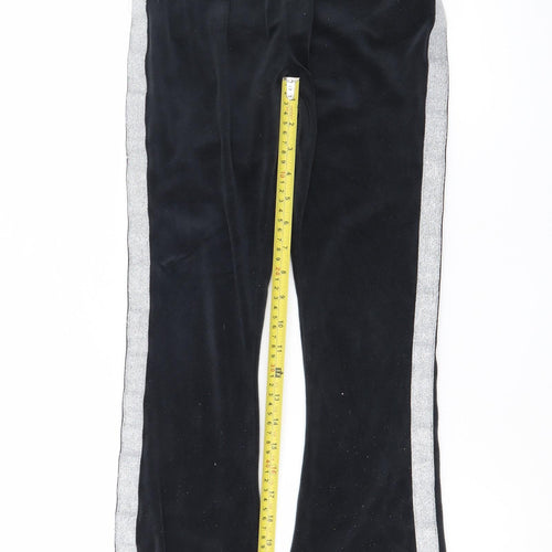 Juicy Couture Girls Black Velour Jogger Trousers Age 9/10 with Sparkle Trim