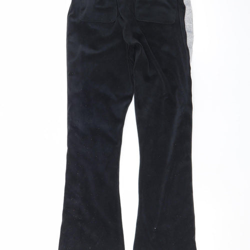 Juicy Couture Girls Black Velour Jogger Trousers Age 9/10 with Sparkle Trim