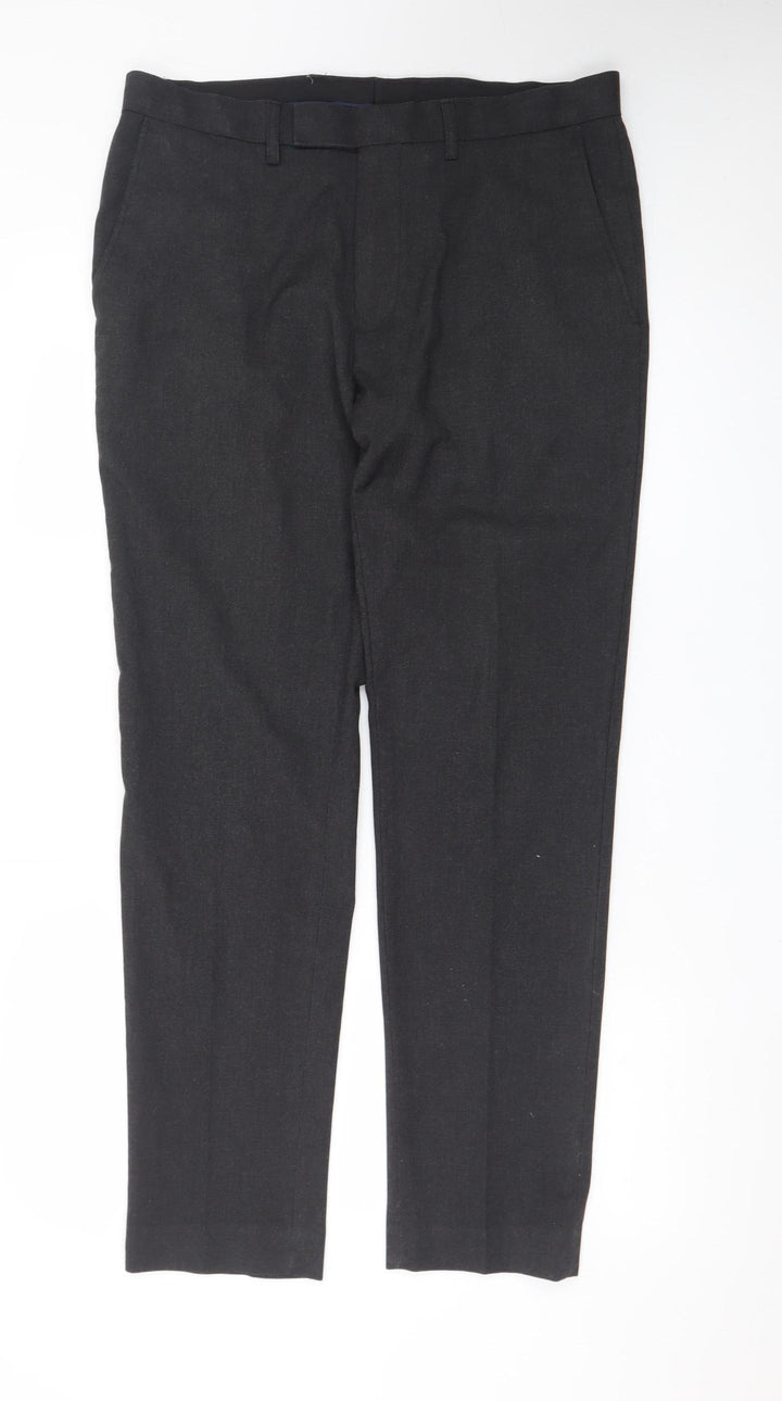 Moss 1851 Men's Black 34in Tailored Fit Dress Pants Trousers