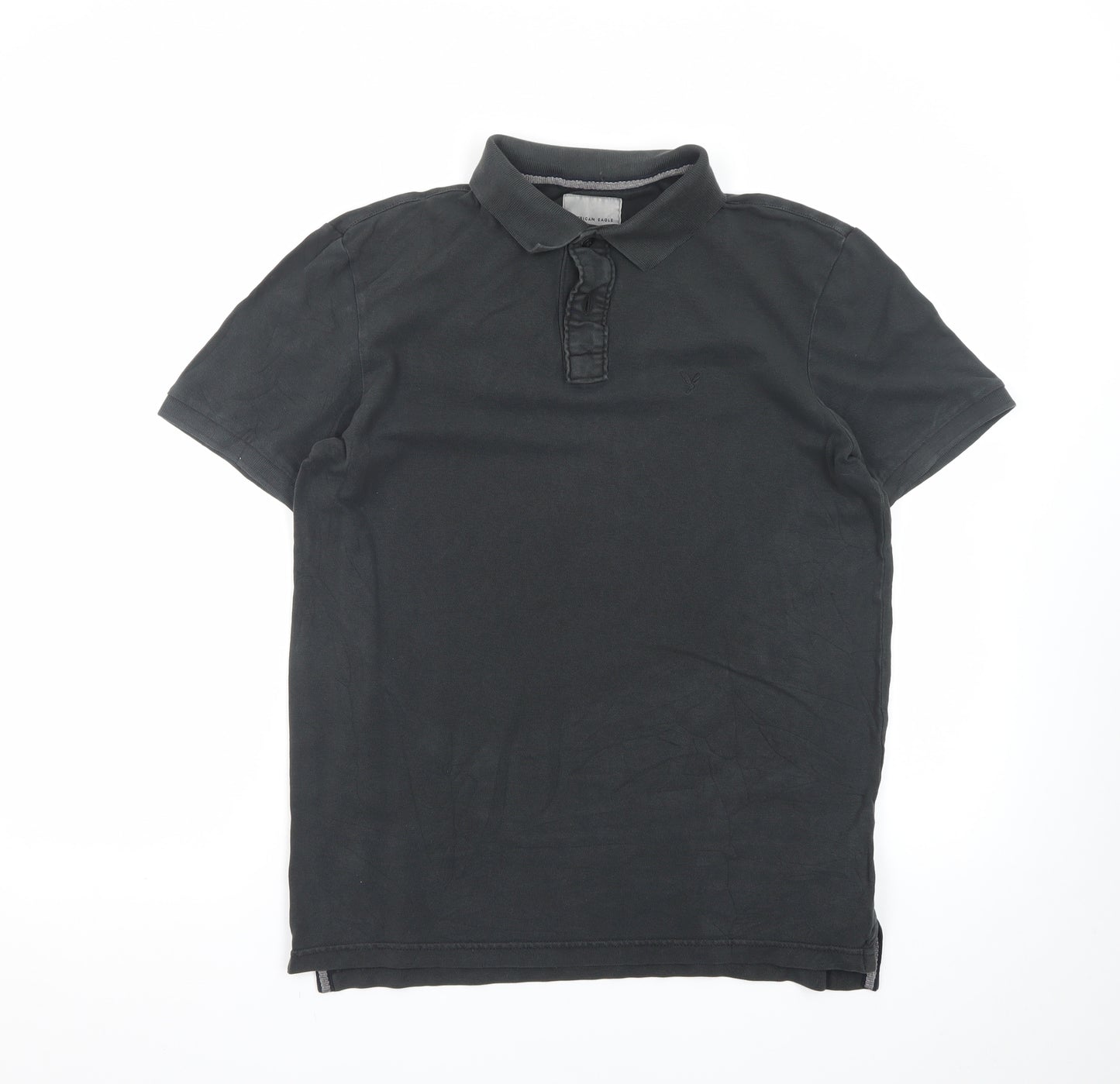 American Eagle Men’s Black Super Soft Cotton Polo Shirt Size S