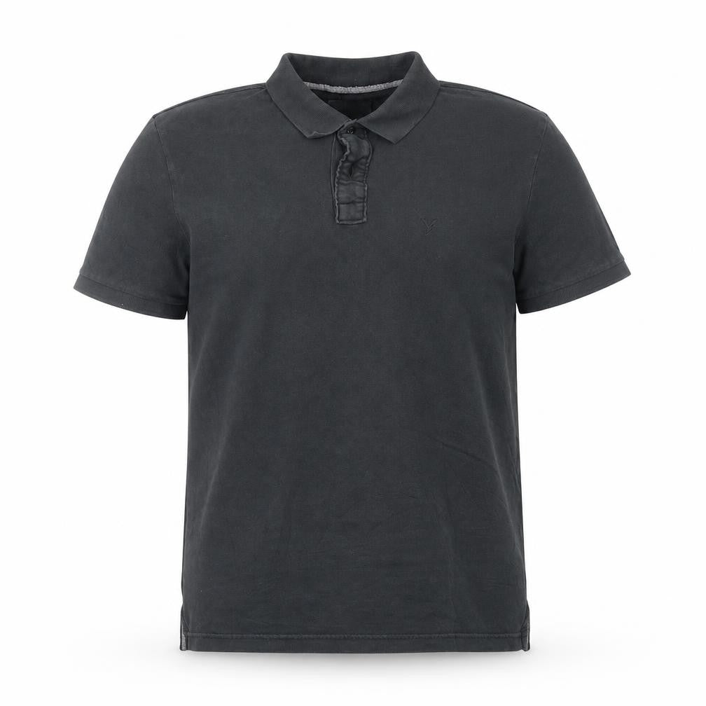 Front view of American Eagle Men’s Black Super Soft Cotton Polo Shirt, size S