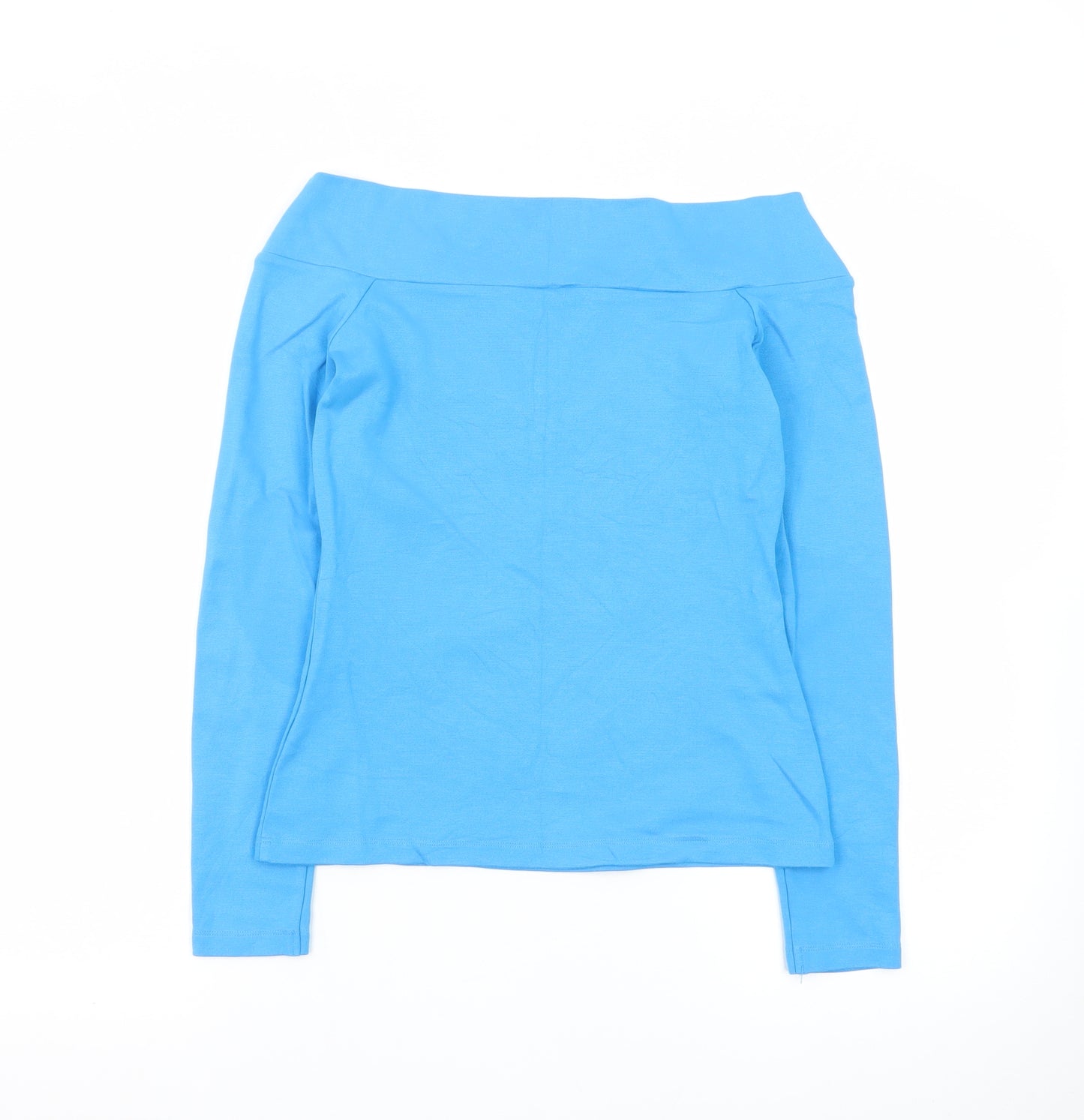 Karen Millen Women's Blue Off Shoulder Long Sleeve Jersey Blouse UK 10