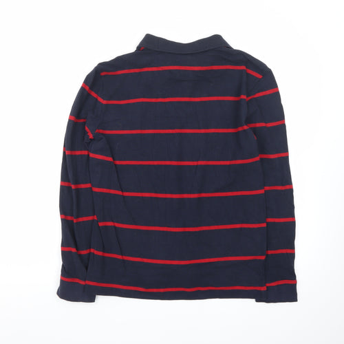 U.S. Polo Assn. Men's Navy Blue & Red Striped Long Sleeve Polo M