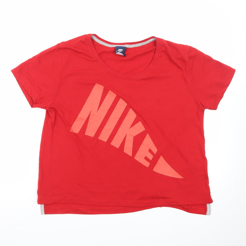 Nike Men's Red Short Sleeve Sports Logo Cotton T-Shirt Size S