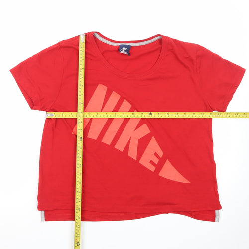 Nike Men's Red Short Sleeve Sports Logo Cotton T-Shirt Size S