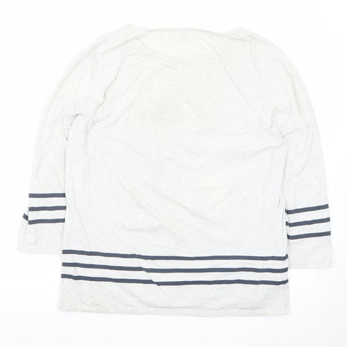 Laura Ashley Women’s White Striped Bicycle Floral 3/4 Sleeve Cotton T-Shirt Size 16