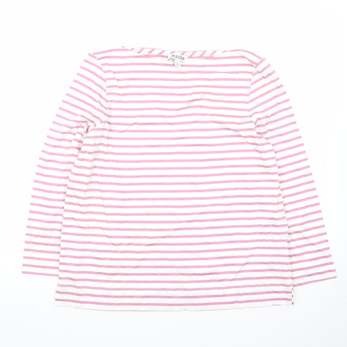 Jaeger Womens Pink White Striped Cotton Long Sleeve T-Shirt Size 12