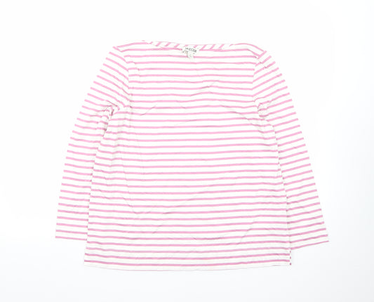 Jaeger Womens Pink White Striped Cotton Long Sleeve T-Shirt Size 12