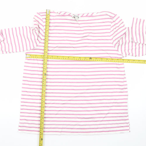 Jaeger Womens Pink White Striped Cotton Long Sleeve T-Shirt Size 12