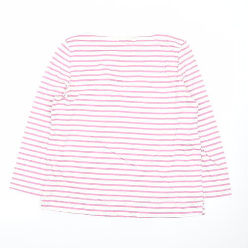 Jaeger Womens Pink White Striped Cotton Long Sleeve T-Shirt Size 12
