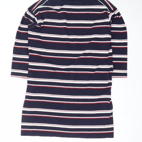 Uniqlo Women Blue Striped T-Shirt Dress L Nautical Casual