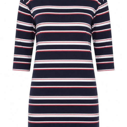 Uniqlo Women Blue Striped T-Shirt Dress L Nautical Casual
