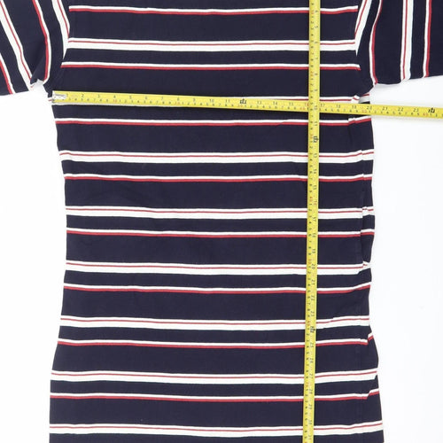 Uniqlo Women Blue Striped T-Shirt Dress L Nautical Casual
