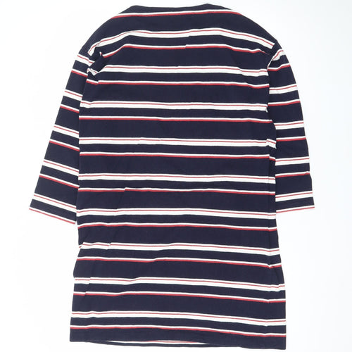 Uniqlo Women Blue Striped T-Shirt Dress L Nautical Casual