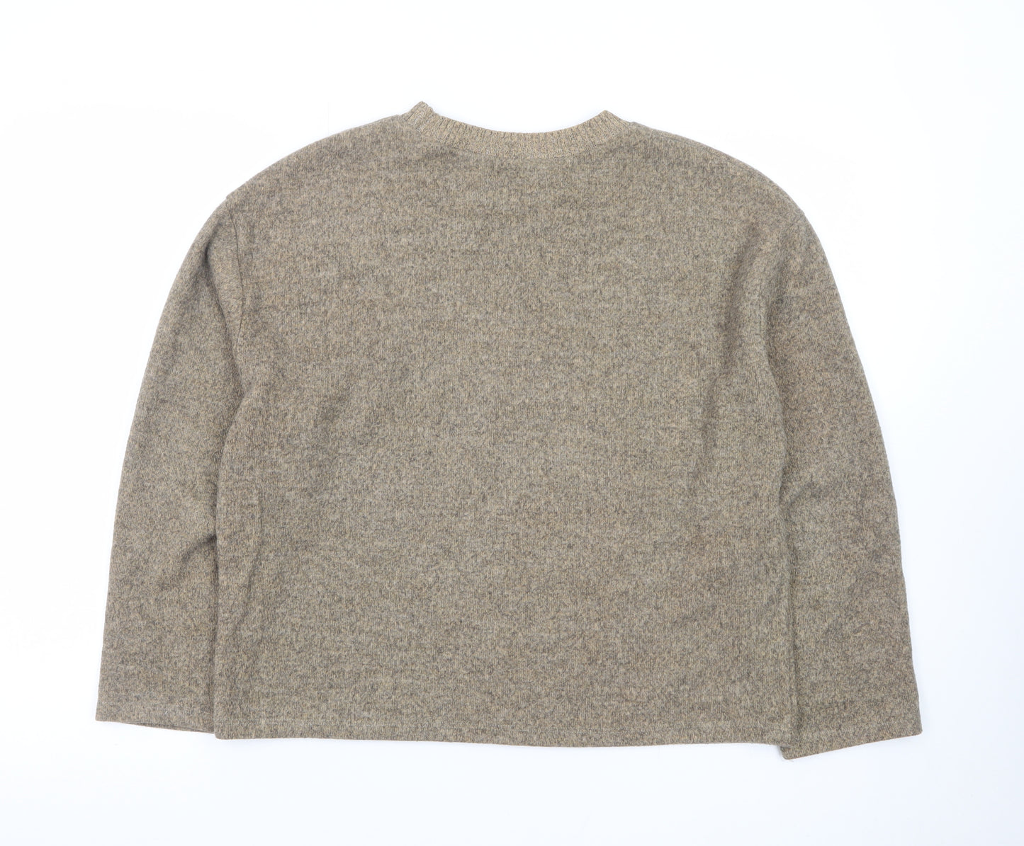 ZARA Women Beige Wool Blend Crew Neck Pullover Jumper Medium